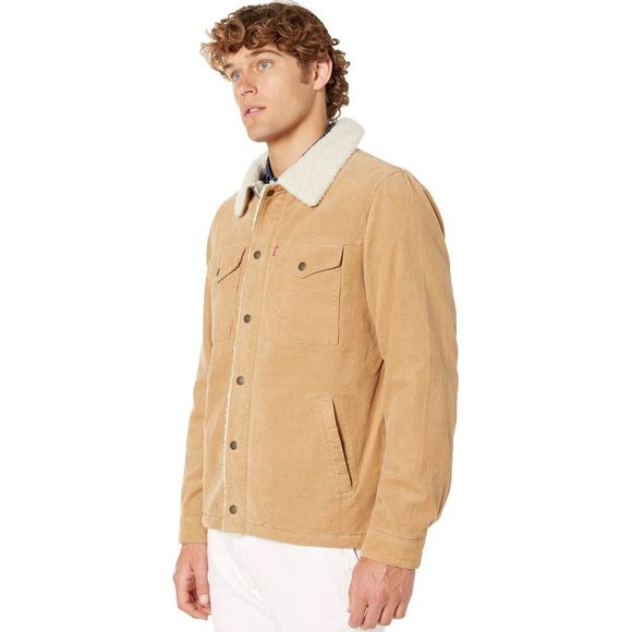 Levi's Mens Soft Sherpa Corduroy Trucker Jacket XXL Tan - NWT $180 - Picture 2 of 5